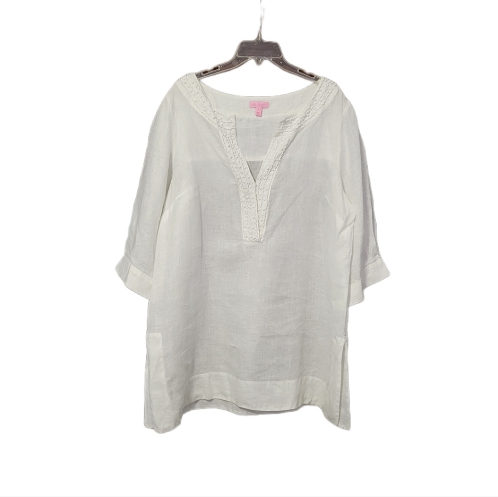 Lilly Pulitzer White Linen Swim Coverup Tunic